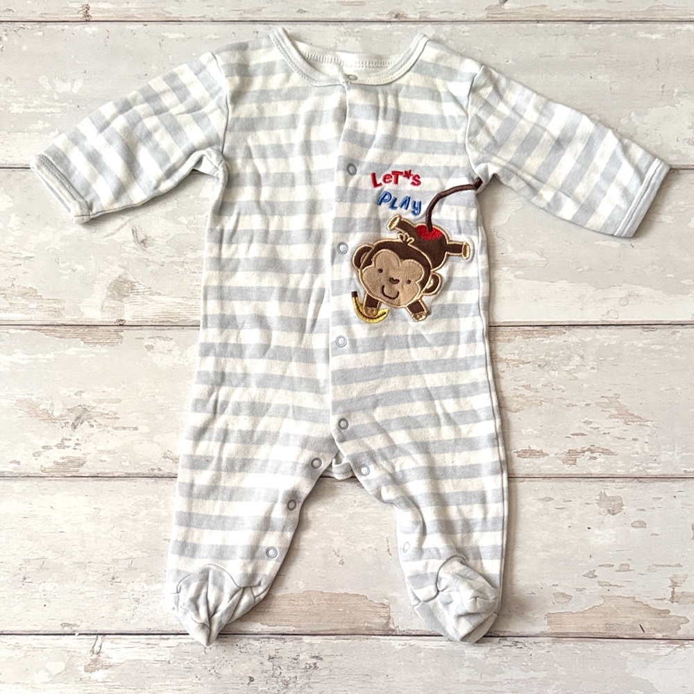 Rene Rofe 3-6m Baby Boy Footie Pajamas One Piece Monkey Print 3m 6m